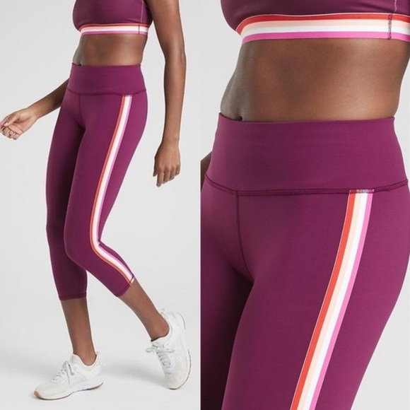 Athleta Contender Purple Legging With Stripes - Picture 1 of 14